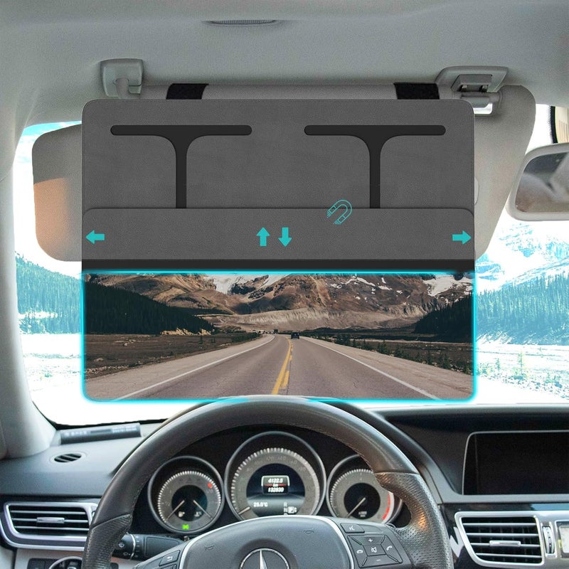 NAZZO Polarized Sun Visor Extender for Car, Car Visor Extender Attachment Sun Blocker, Anti-Glare Removable PC Lens to Expand Sunshade for Safe Driving, Grey - Image 1
